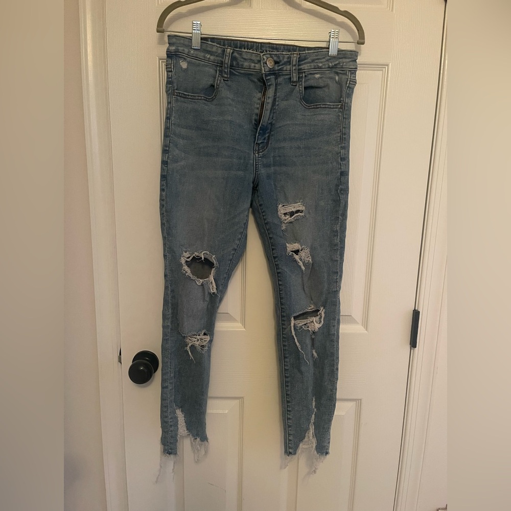 American Eagle Outfitters Ripped Super Hi-Rise Legging Crop Jeans